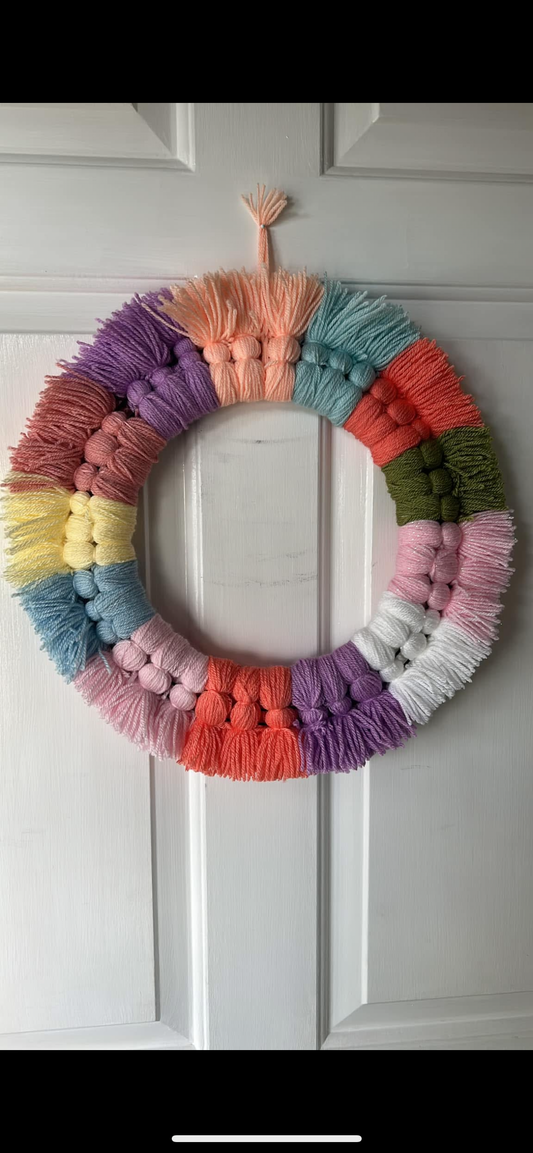 Wool tassel wreath multicoloured